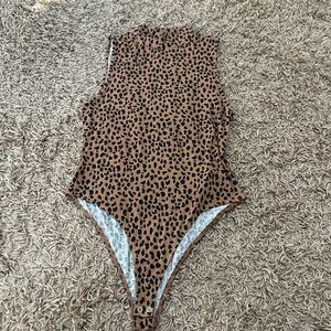 Leopard Mock Neck Bodysuit